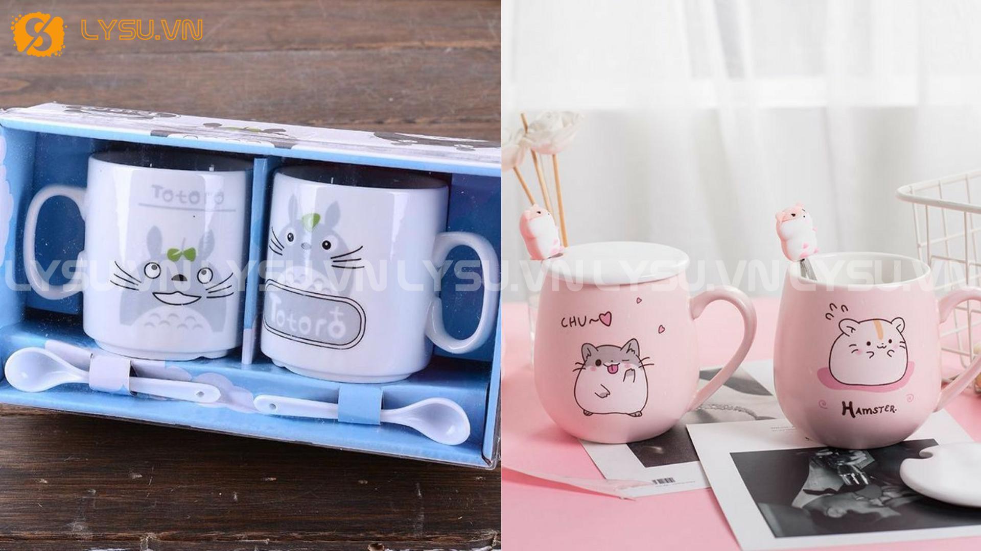 In ly sứ đổi màu với hình hoạt hình 